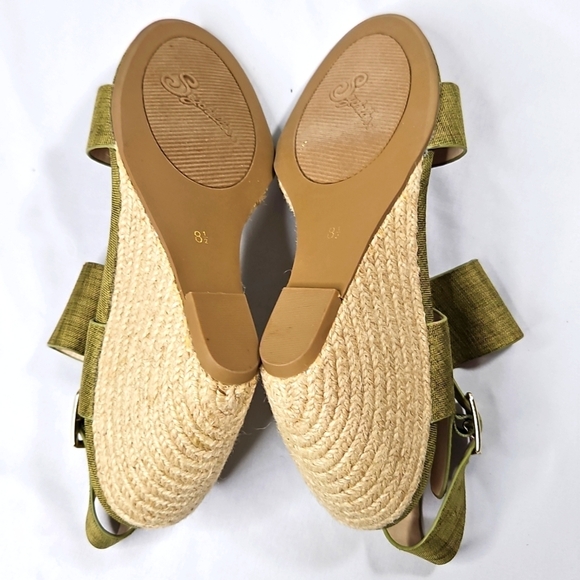 Seychelles Green Fabric Wedge Sandals Size 8.5 - Picture 7 of 8